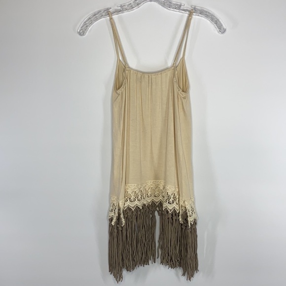 Origami Fringe Boho Cream Tank Top Size Small NWT - Picture 2 of 4